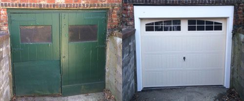 old and new garage doors